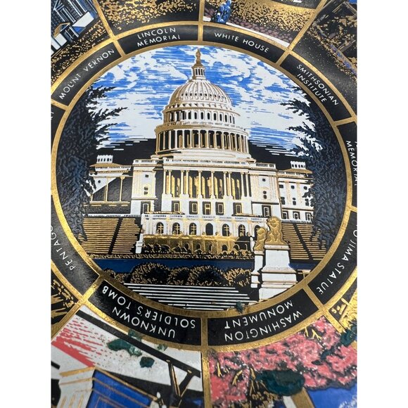 Washington D.C. Souvenir Decorative Fluted Glass Trinket Dish Iconic Landmarks - Picture 4 of 8